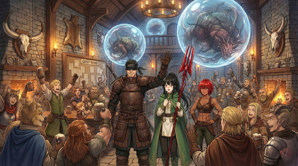 『異界の月のソプラニスタ』の挿絵。創作ファンタジー小説